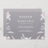 Eleganter, grauer Blumenstrauß Chinoiserie Hochzei Begleitkarte (Vorne/Hinten)