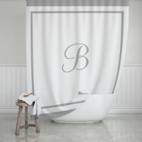 Eleganter Grauer Border Script Monogram Letter