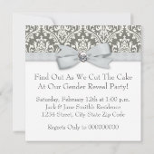 Eleganter Grauer Damaske-Geschlechtsdusche Einladung (Rückseite)