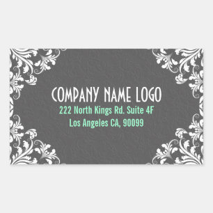 Eleganter, grauer Damaskus, weißer Vintager Rahmen Rechteckiger Aufkleber