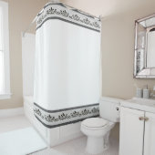 Eleganter grauer Floral Vector auf Weiß Duschvorhang (Beispiel)