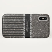Eleganter grauer Glitzer personalisierter iPhone X Case-Mate iPhone Hülle (Rückseite (Horizontal))