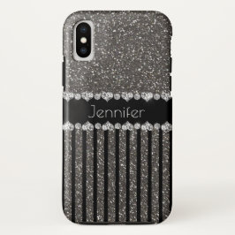 Eleganter grauer Glitzer personalisierter iPhone X Case-Mate iPhone Hülle