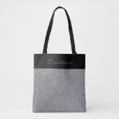 Eleganter Grauer Glitzer Pesonalized Shopping Tasche (Vorderseite)