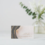 Eleganter Grauer Glitzer Signature Script Agate   Visitenkarte (Stehend Vorderseite)