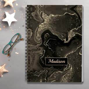 Eleganter grauer Imitat aus Marmor Gold Glitzer Notizblock