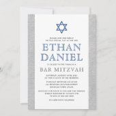 Eleganter grauer Leinen blauer Star von David Bar Einladung (Vorderseite)