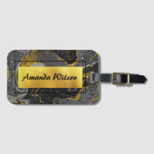 Eleganter grauer Marmor Imitat Gold Glitzer Gepäckanhänger (Vorderseite (Horizontal))