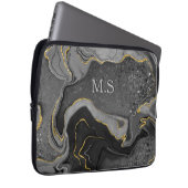Eleganter grauer Marmor Imitat Gold Glitzer Laptopschutzhülle (Vorne Rechts)