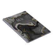 Eleganter grauer Marmor Imitat Gold Glitzer Notizblock (Rechte Seite)