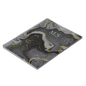 Eleganter grauer Marmor Imitat Gold Glitzer Notizblock (Linke Seite)