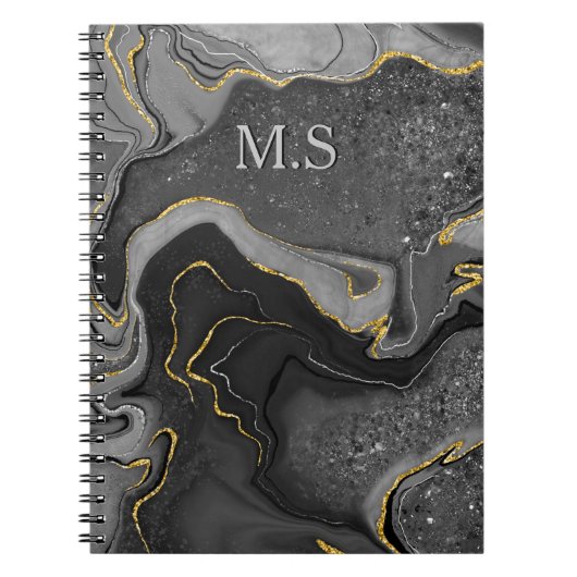 Eleganter grauer Marmor Imitat Gold Glitzer Notizblock (Vorderseite)