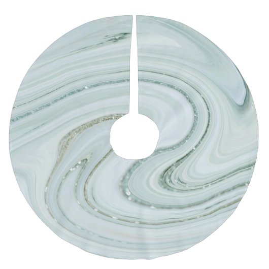 Eleganter grauer Marmor Swirl Silver Glitzer Luxur Polyester Weihnachtsbaumdecke (Vorderseite)