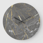 Eleganter grauer Marmor und goldene Lines Wall Uhr (Vorderseite)