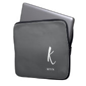 Eleganter grauer Monogram-Laptop-Sieb Laptopschutzhülle (Vorderseite Links)