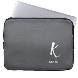 Eleganter grauer Monogram-Laptop-Sieb Laptopschutzhülle