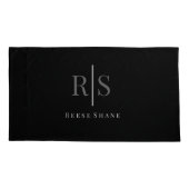 Eleganter grauer Monogramm und weißer Name, schwar Kissenbezug (Rückseite)