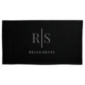 Eleganter grauer Monogramm und weißer Name, schwar Kissenbezug (Vorderseite)