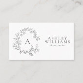 Eleganter Grauer Monogramm Wappen QR-Code Visitenkarte (Vorderseite)