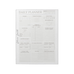 Eleganter grauer Personalisierter Tagesplaner Notizblock