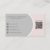 Eleganter Grauer Rosa QR-Code Verbinden Sie mit un Visitenkarte (Vorderseite)
