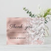 Eleganter grauer Rosengoldmarmor Vielen Dank Einladung (Stehend Vorderseite)