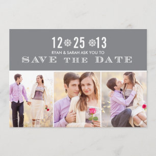 Eleganter grauer Schneeflocken Retten Sie die Date Save The Date