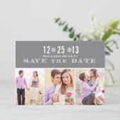 Eleganter grauer Schneeflocken Retten Sie die Date Save The Date (Stehend Vorderseite)