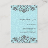 Eleganter grauer Schnürtraum Blue Damaskus Hinterg Visitenkarte (Rückseite)