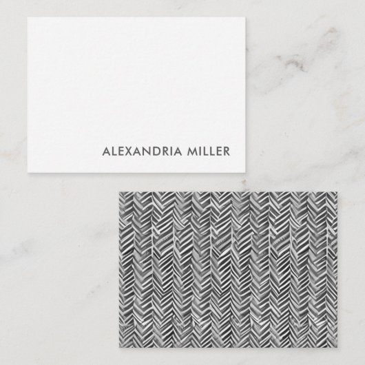 Eleganter grauer Schriftart Herringbone Gemustert Mitteilungskarte (Vorne/Hinten)