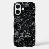 Eleganter grauer schwarzer Leopardenprint-Monogram Case-Mate iPhone Hülle (Rückseite)