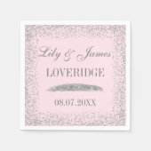 Eleganter grauer Silber Glitzer & Blush Pink Weddi Serviette (Vorderseite)