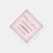 Eleganter grauer Silber Glitzer & Blush Pink Weddi Serviette (Ecke)