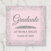 Eleganter grauer Silver Glitzer Rosa Abschluss Geschenkanhänger (Vorderseite)