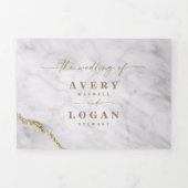 Eleganter grauer und weißer Marmor mit Hochzeitsre Dreifach Gefaltete Einladung (Cover)