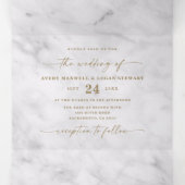 Eleganter grauer und weißer Marmor mit Hochzeitsre Dreifach Gefaltete Einladung (Innenseite Mitte)