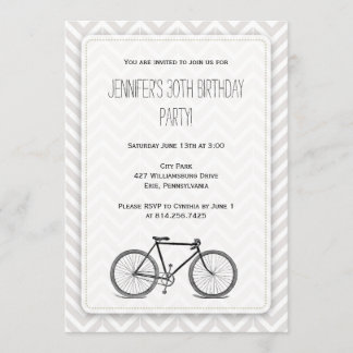 Eleganter grauer Zickzack Vintager Einladung