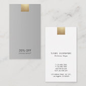 Eleganter Graugradient Gold Discount Vertikal Visitenkarte (Vorne/Hinten)