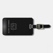 Eleganter Graugrau-Rahmen hinzufügen Logo schwarz Gepäckanhänger (Vorderseite horizontal)
