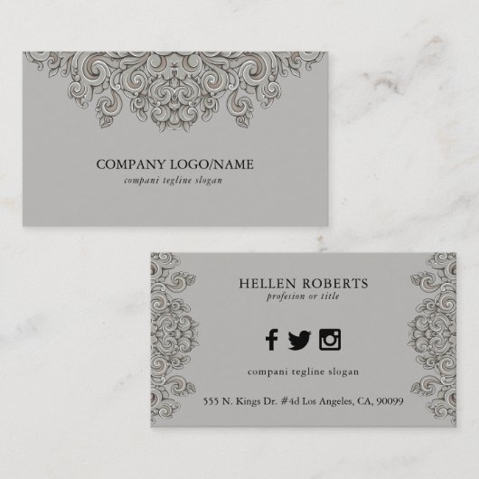 Eleganter Grauholz Visitenkarte (Vorne/Hinten)