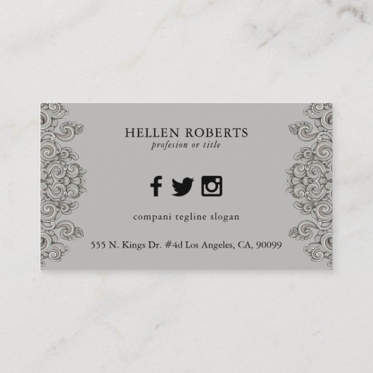 Eleganter Grauholz Visitenkarte (Rückseite)
