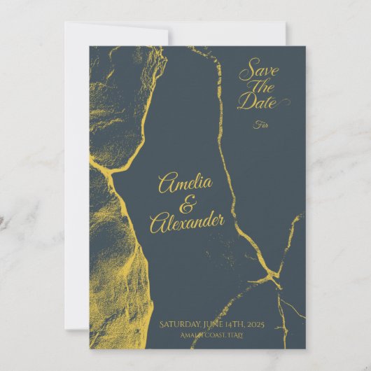 Eleganter Graumarmor Save the Date modern Einladung (Vorderseite)