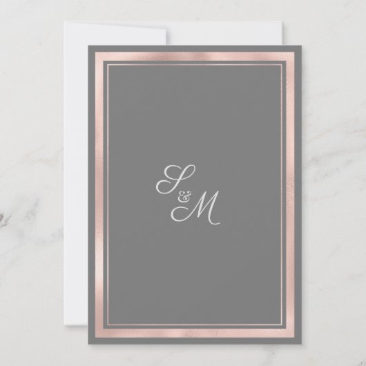 Eleganter Graurosa-Goldmarmor Save the Date Einladung (Rückseite)