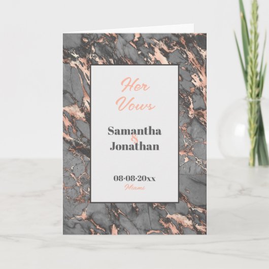 Eleganter graurosa Marmor Hochzeit ihrer Stimmkart Dankeskarte (Vorderseite)