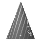 Eleganter Graustreifen Muster Mann 50 Geburtstag Partyhütchen (Links)