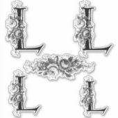 Eleganter, gravierter Floral Monogram Letter L Aufkleber (Vorderseite)
