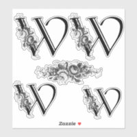 Eleganter, gravierter Floral Monogram Letter W