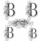 Eleganter, gravierter Floral Monogramm Letter B Aufkleber (Vorderseite)