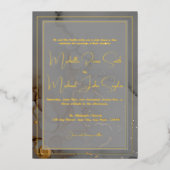 Eleganter Gray Alcohol Ink Wedding Gold Folieneinladung (Vorderseite)