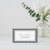 Eleganter Gray Damask Textur Look Visitenkarte (Stehend Vorderseite)